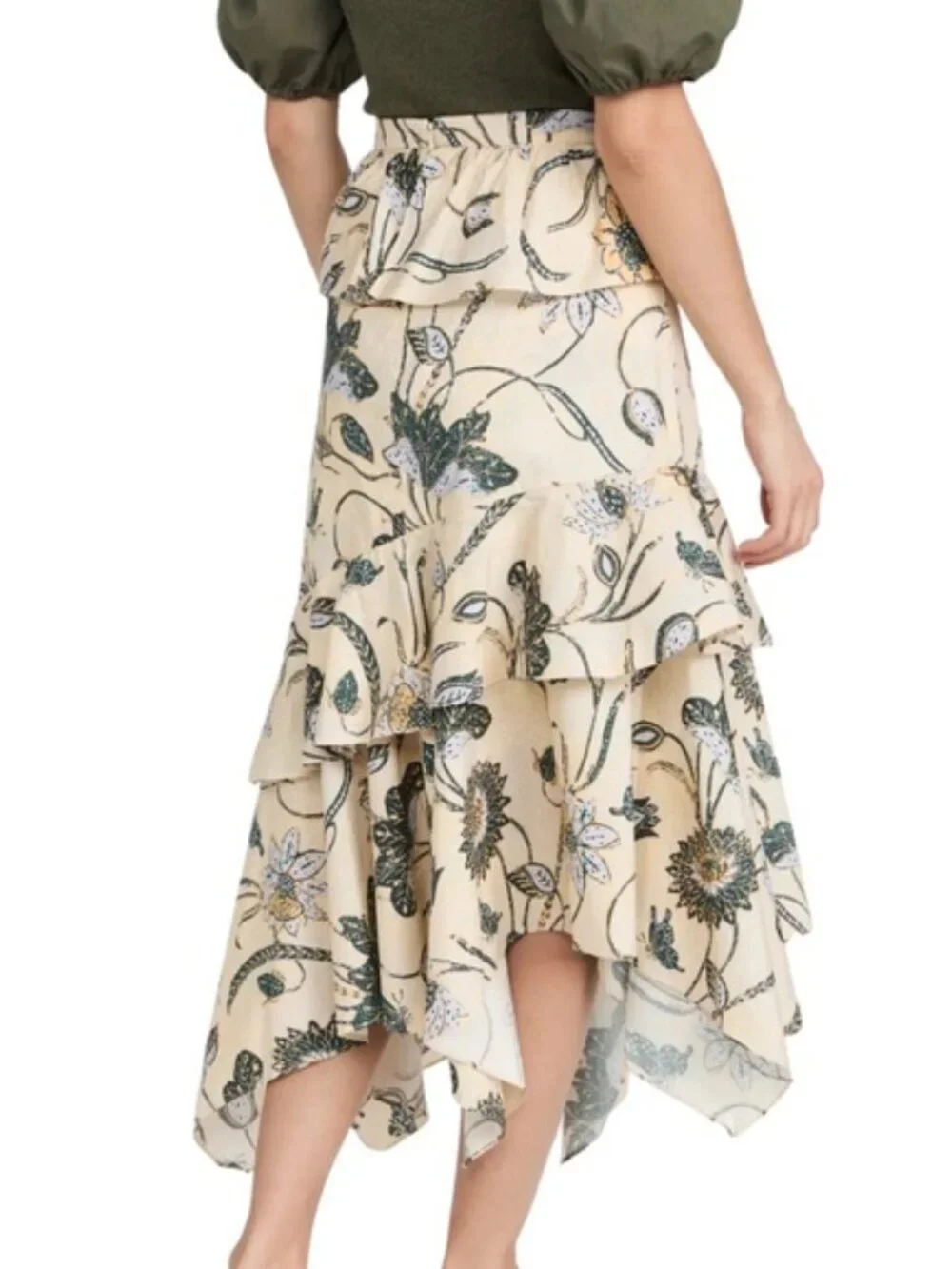 Ulla Johnson Ivette Skirt Asymmetric scarf hem Midi maxi in Lemonbalm size 10